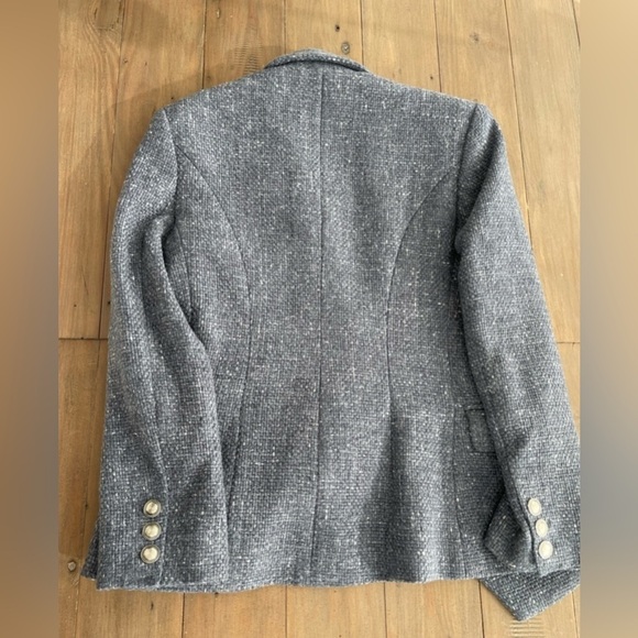 L’Agence Kenzie double breasted blazer jacket in blue melange - Picture 7 of 9